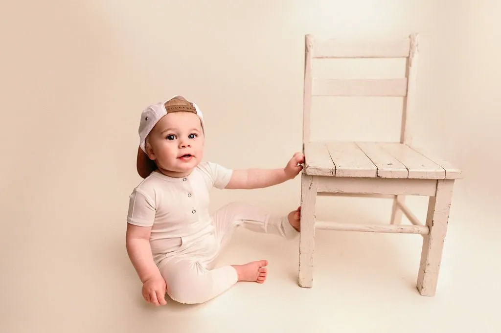 Bamboo Short Sleeve Romper - Cream