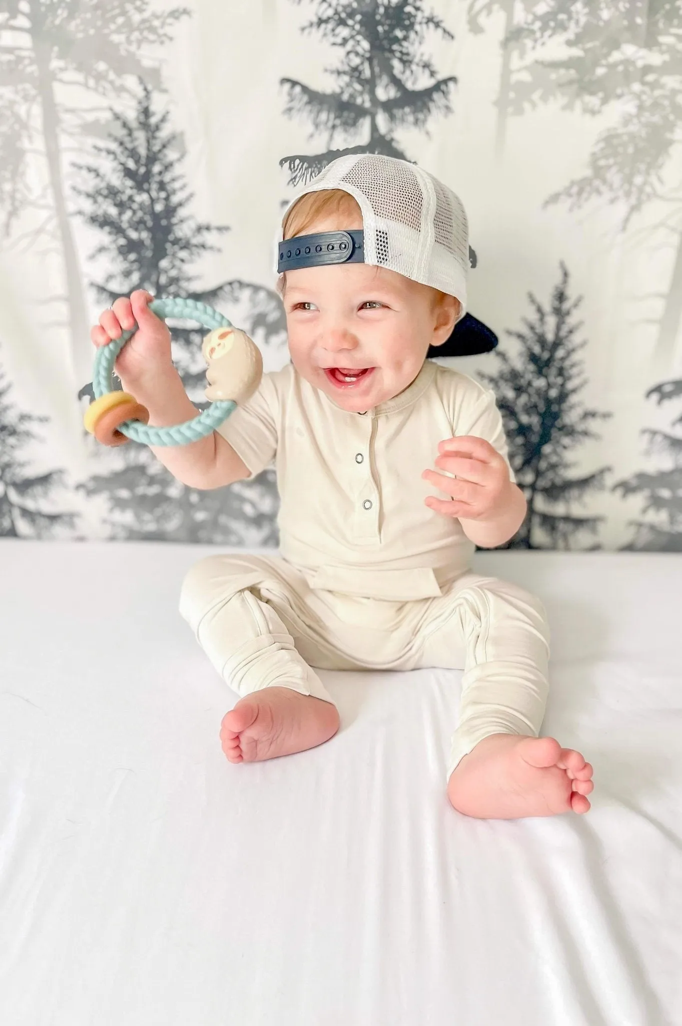 Bamboo Short Sleeve Romper - Cream