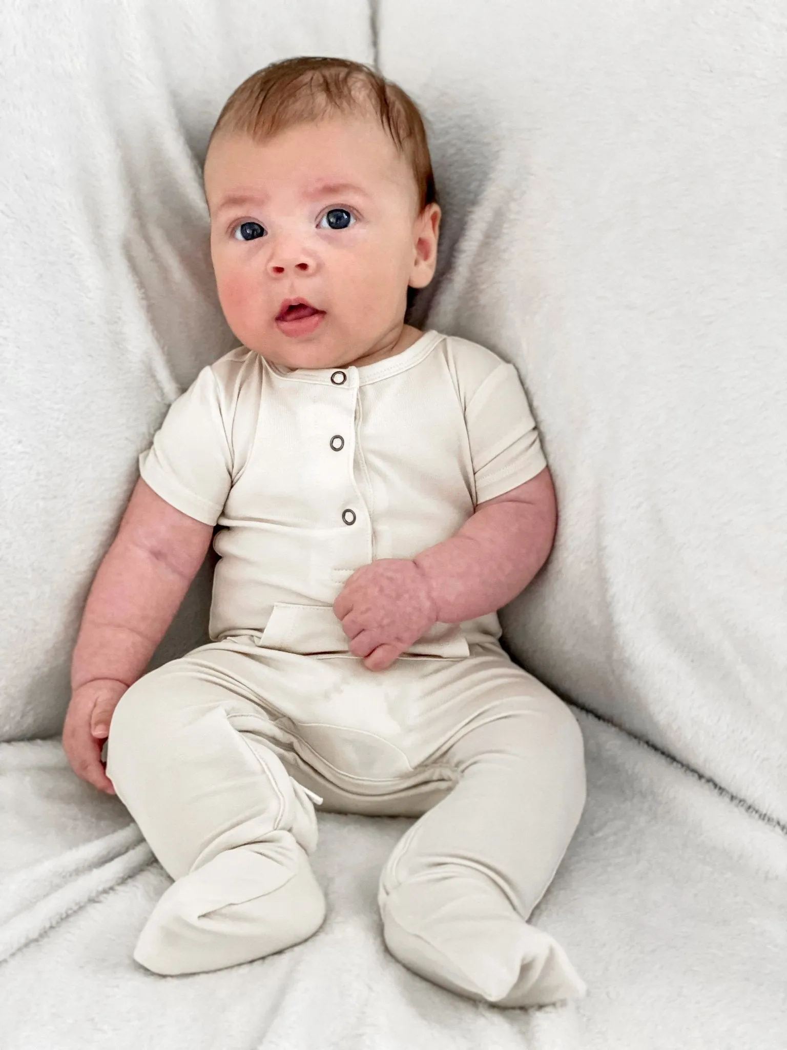 Bamboo Short Sleeve Romper - Cream