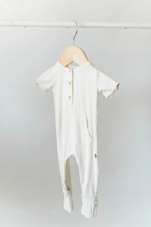 Bamboo Short Sleeve Romper - Cream