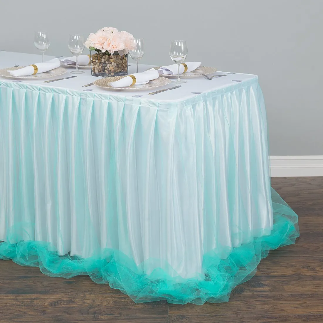 Bargain 14 ft. Two Tone Tulle Chiffon Table White/Lavender