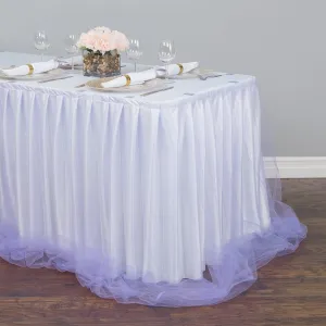Bargain 14 ft. Two Tone Tulle Chiffon Table White/Lavender