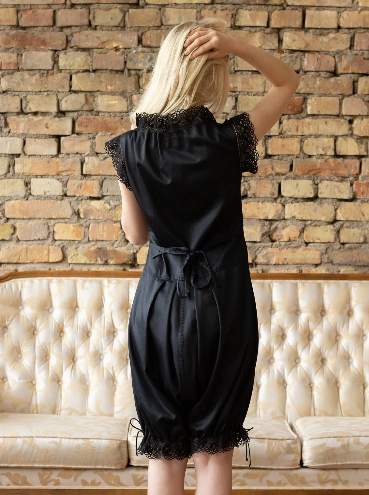 Baroness of the Dawn - Victorian Inspired Onesie in Black Cotton
