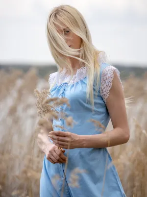 Baroness of the Dawn - Victorian Inspired Onesie in Sky Blue Cotton