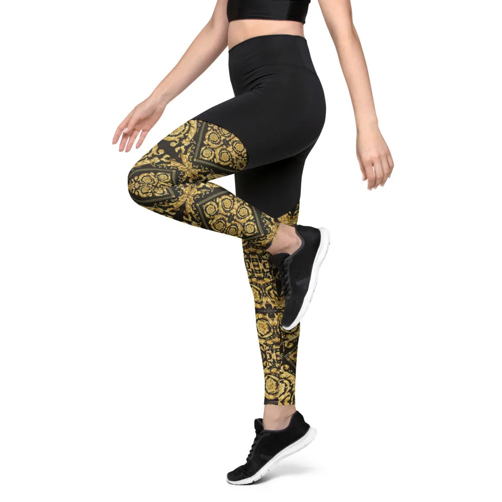 Baroque Print Womens Compression Leggings