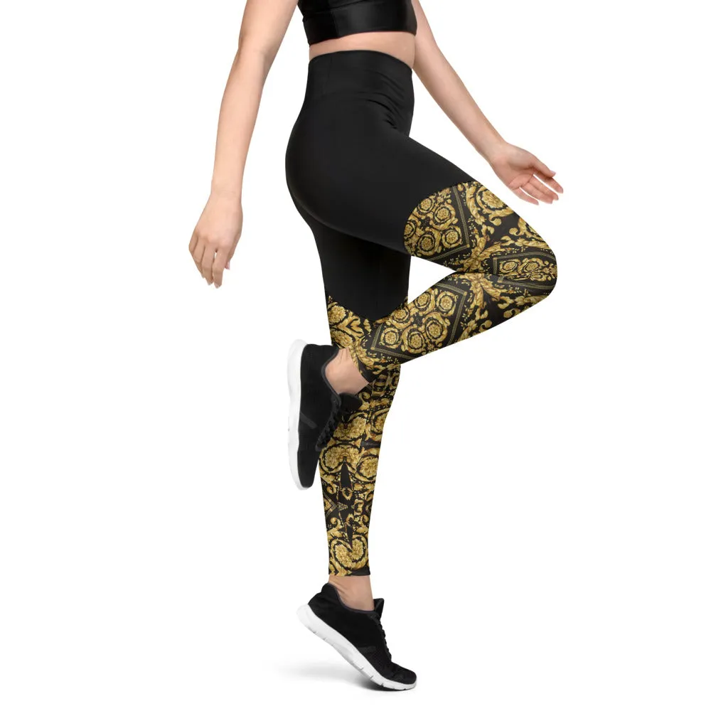 Baroque Print Womens Compression Leggings