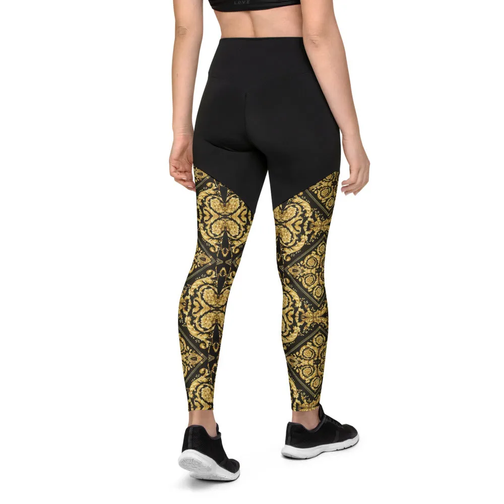 Baroque Print Womens Compression Leggings