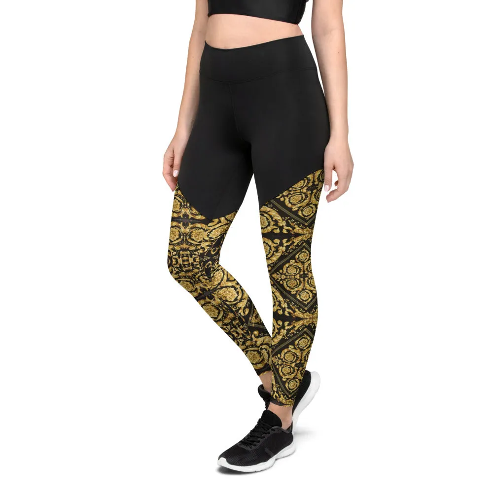 Baroque Print Womens Compression Leggings
