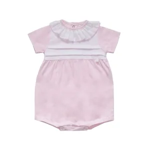 Basics - Baby Girl  Pink and White Romper