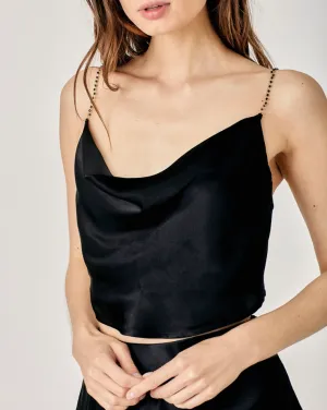 Beaded Cowl Neck Tank Top