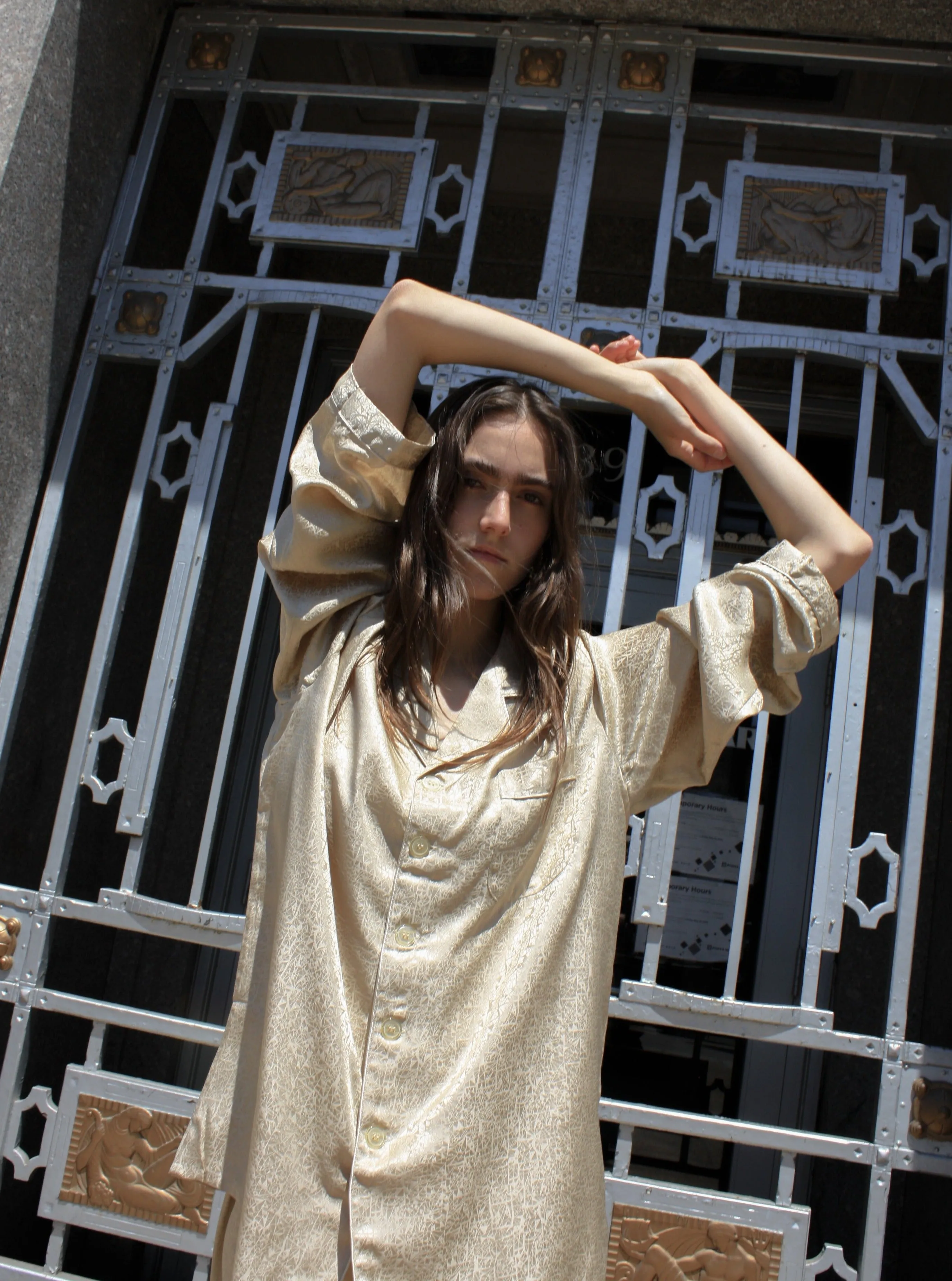 Beige Silk Pajama Set