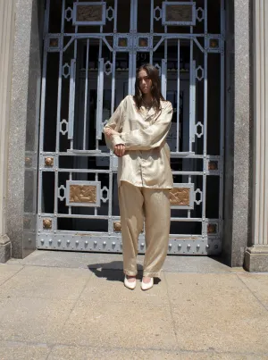 Beige Silk Pajama Set
