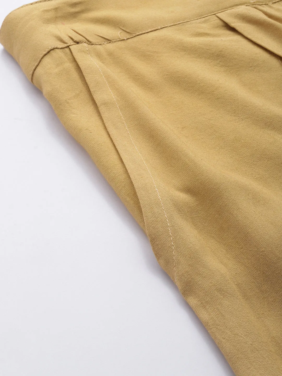 Beige Solid Rayon Palazzo