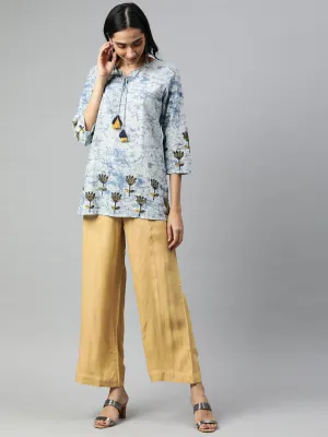 Beige Solid Rayon Palazzo