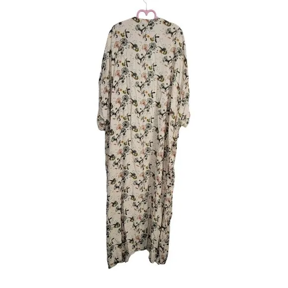 Bel Kazan Sadie Duster Ivory Floral Boho Longline Flower Women's O/S Kimono