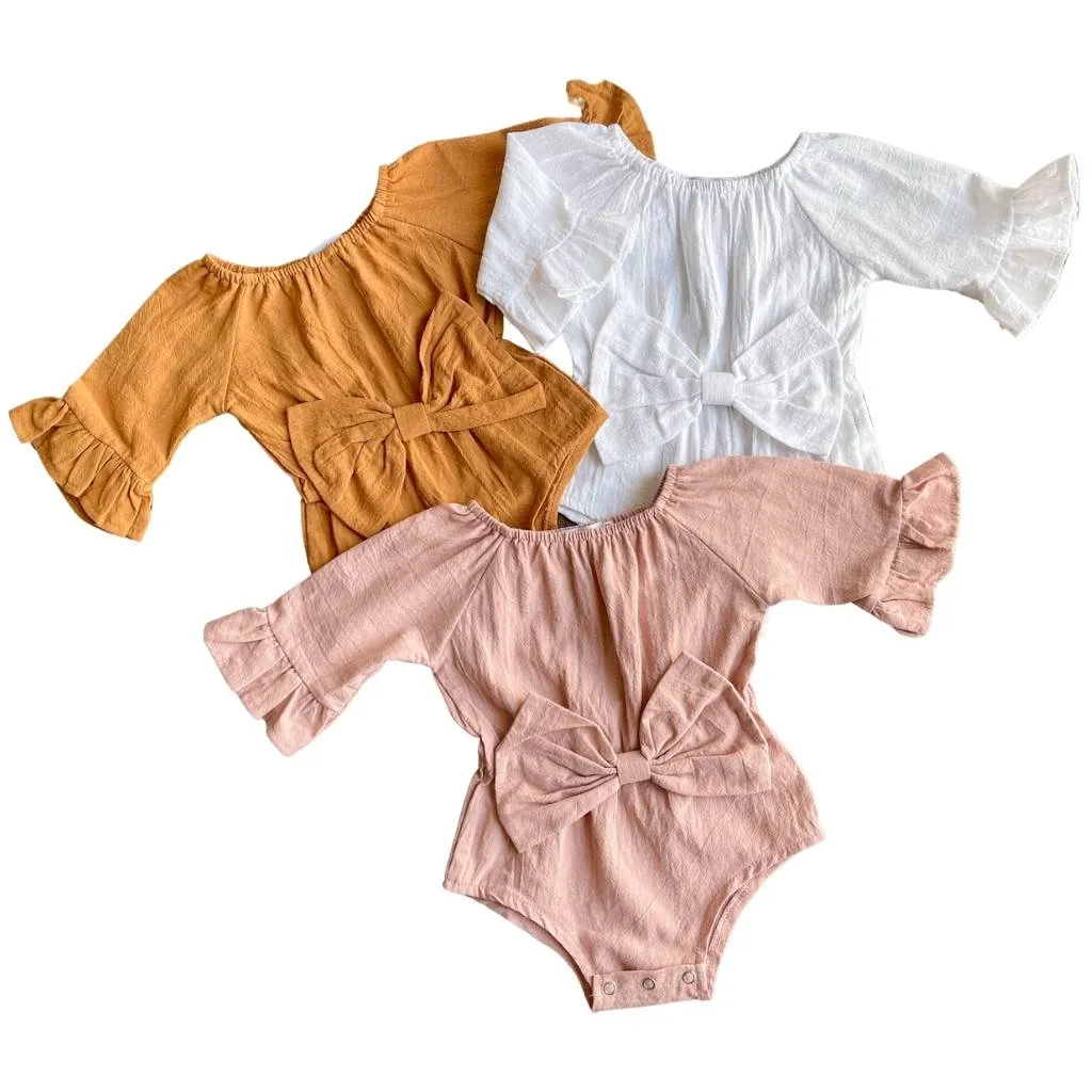 Bell-Sleeved Linen Bodysuit
