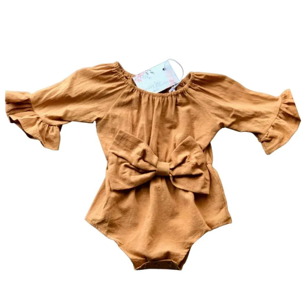Bell-Sleeved Linen Bodysuit