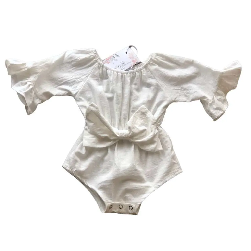 Bell-Sleeved Linen Bodysuit