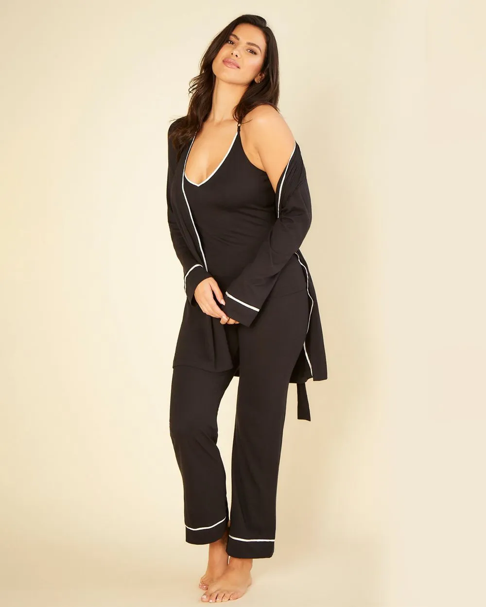 Bella Curvy Racerback Cami, Pant & Robe Set