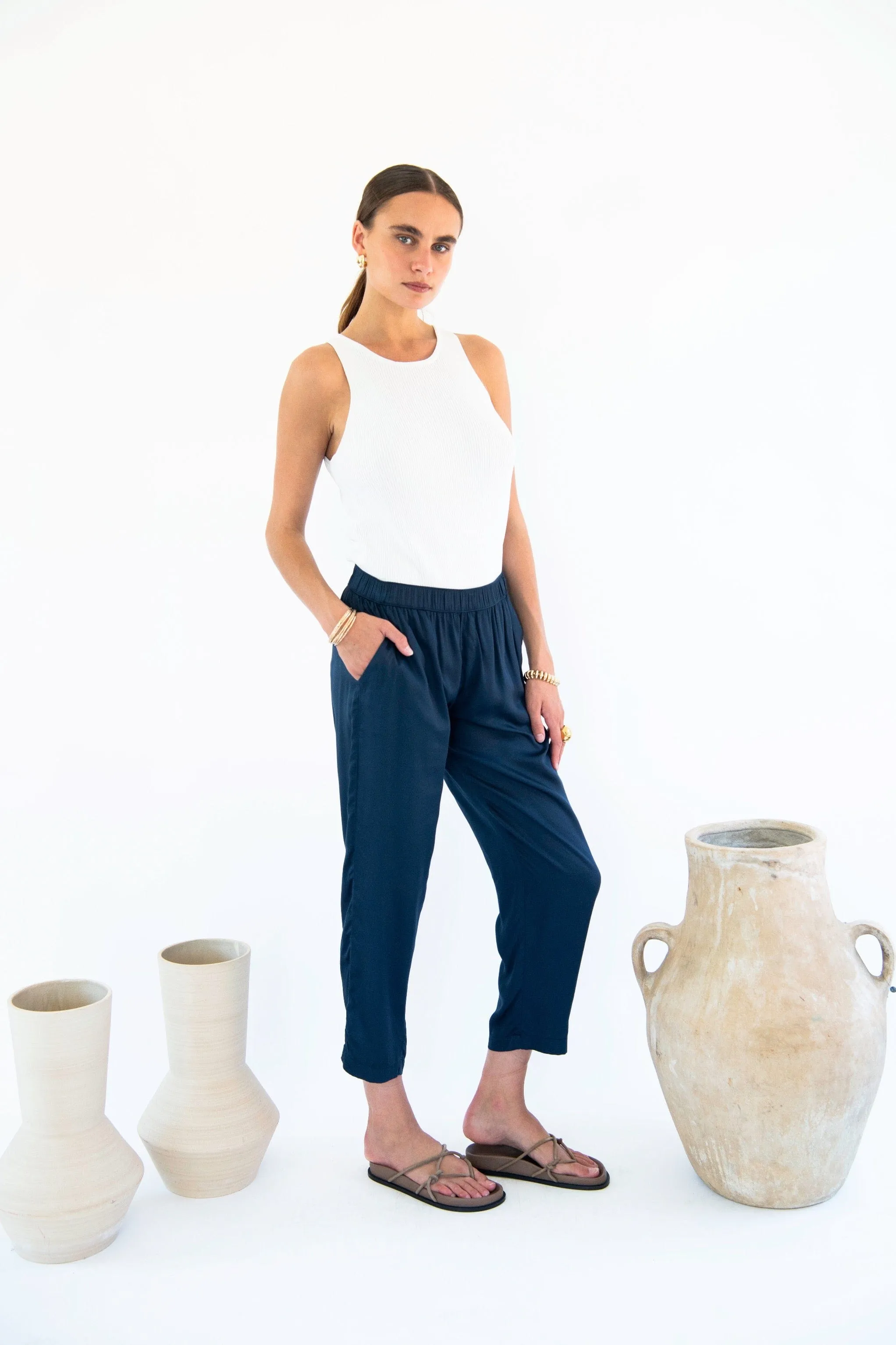 Beverly Satin TENCEL™ Pants | Midnight