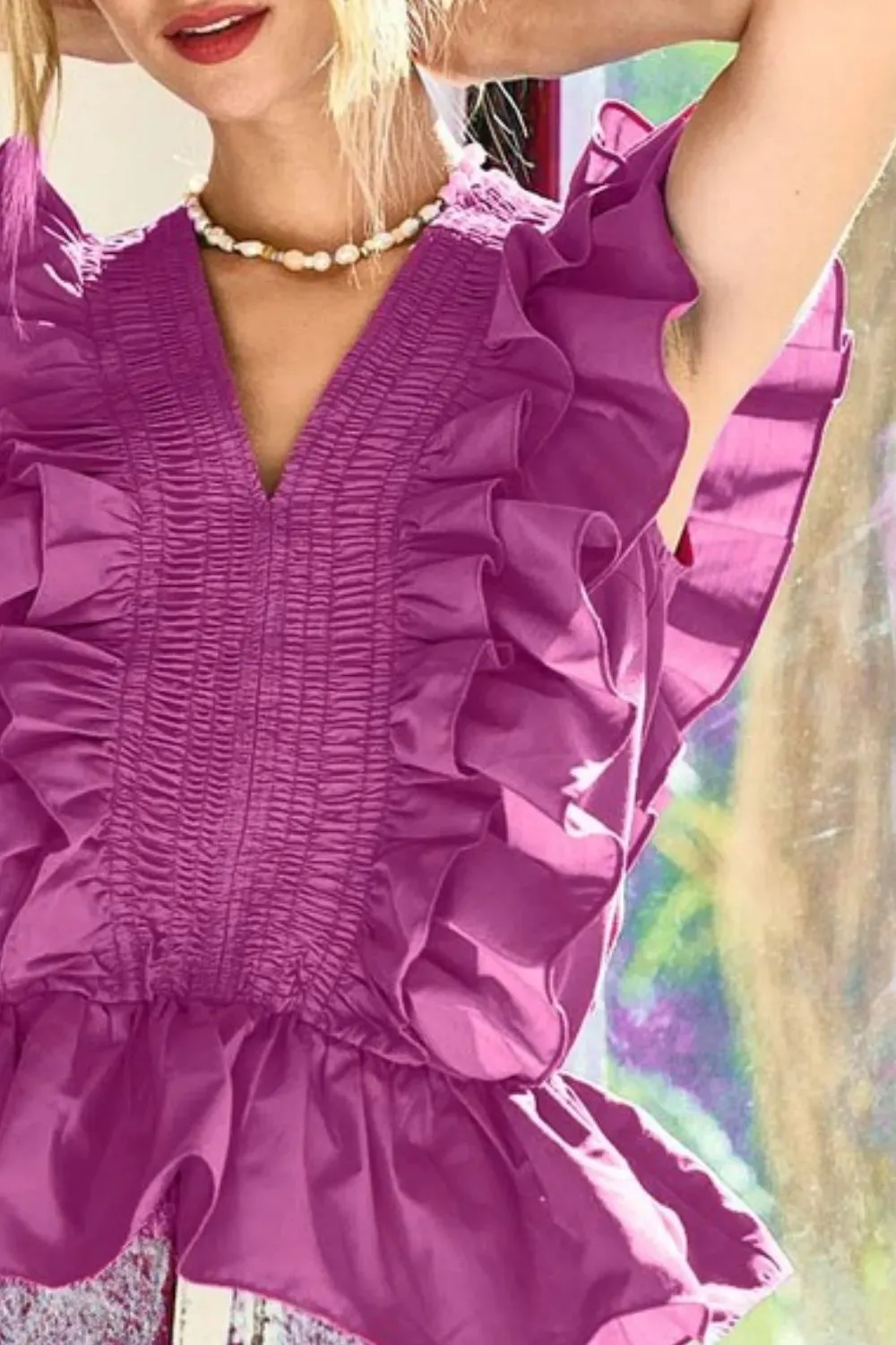BiBi Woven Ruffled Top