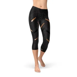 Black Bold Stripe Motion Capris