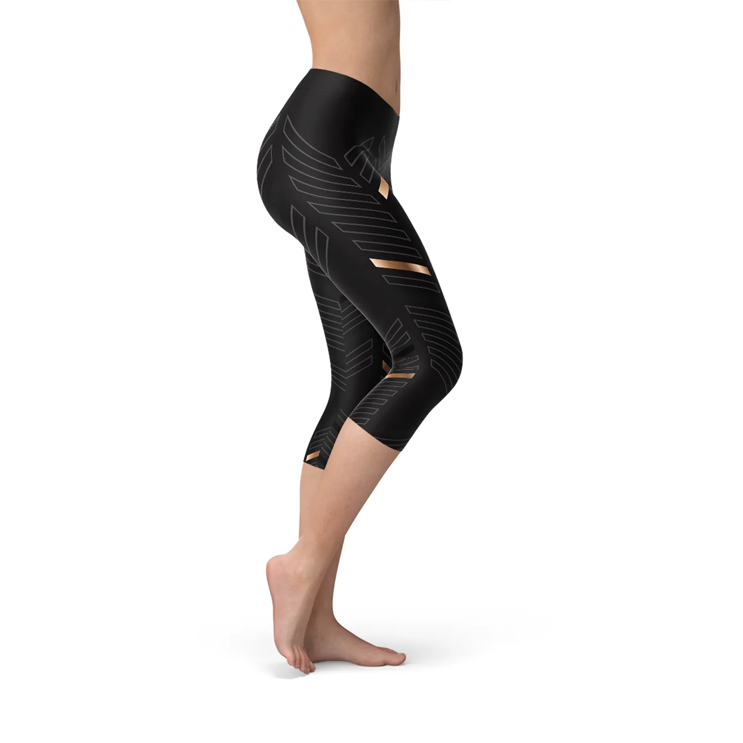 Black Bold Stripe Motion Capris