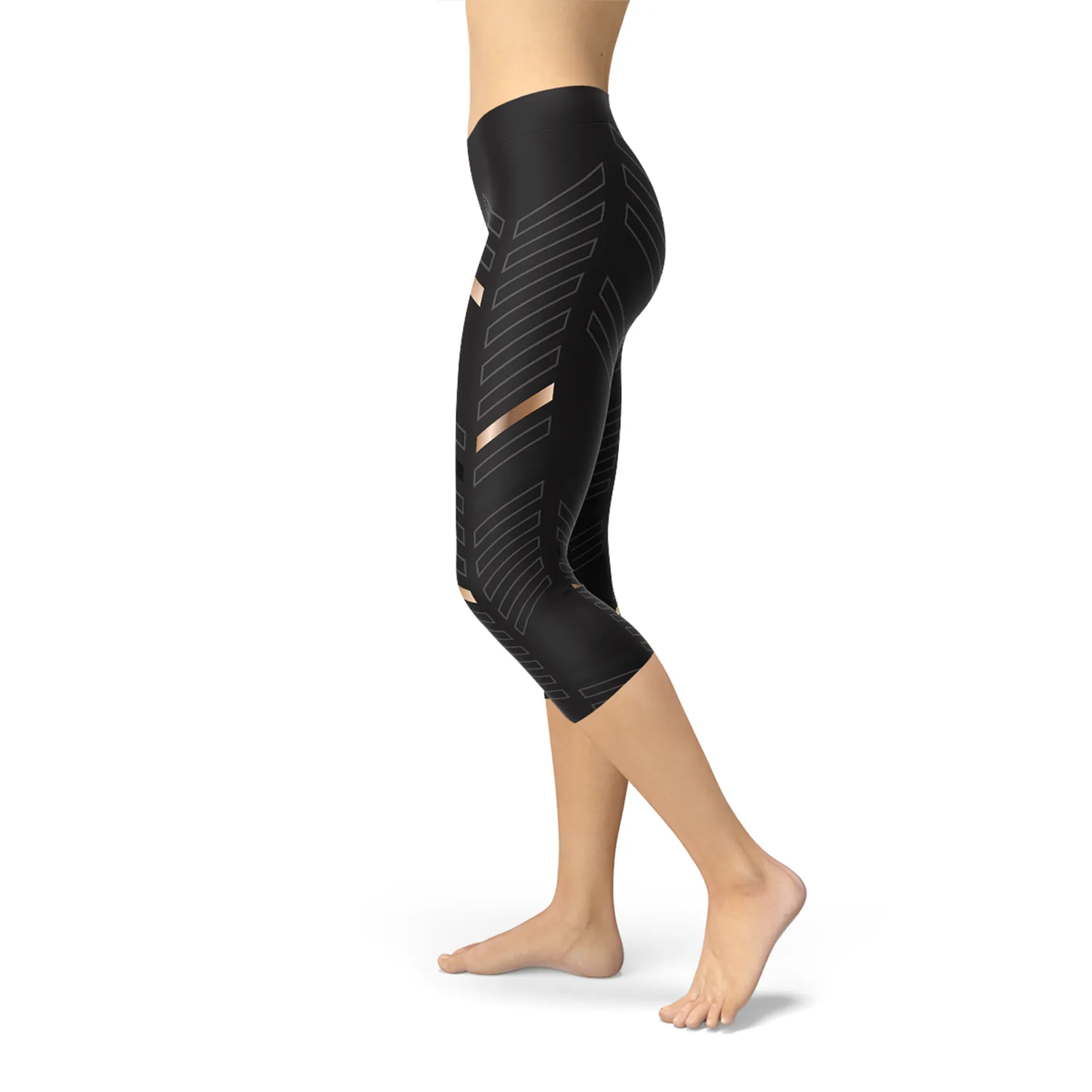 Black Bold Stripe Motion Capris