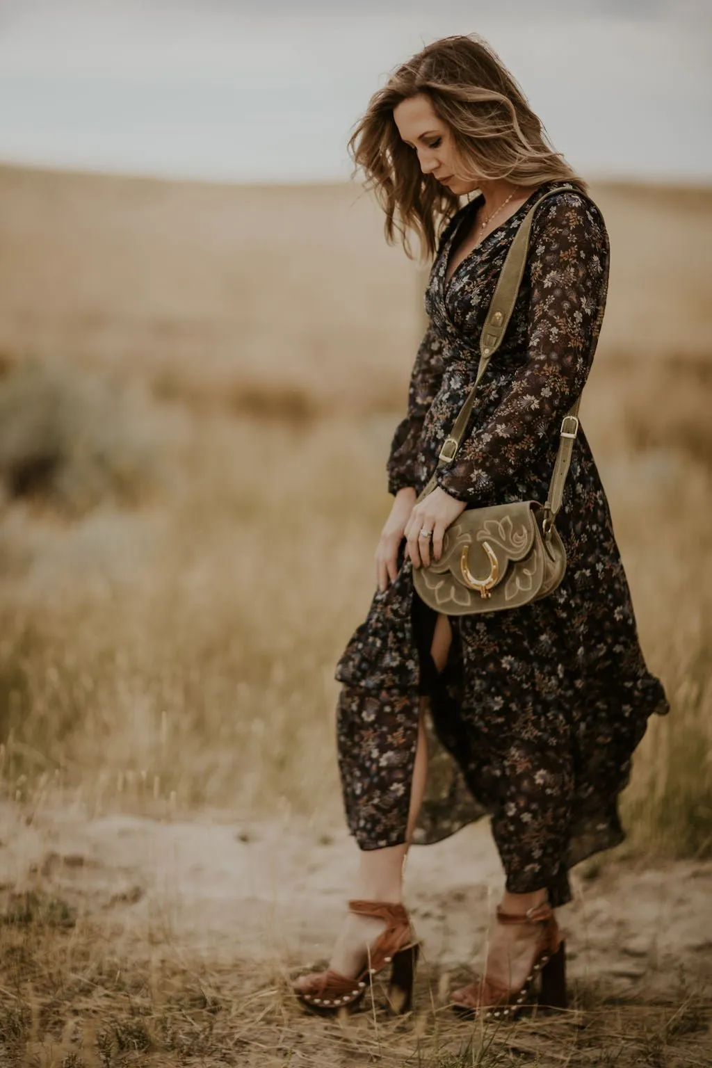 Black Claire Floral Wrap Maxi Dress