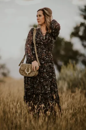 Black Claire Floral Wrap Maxi Dress