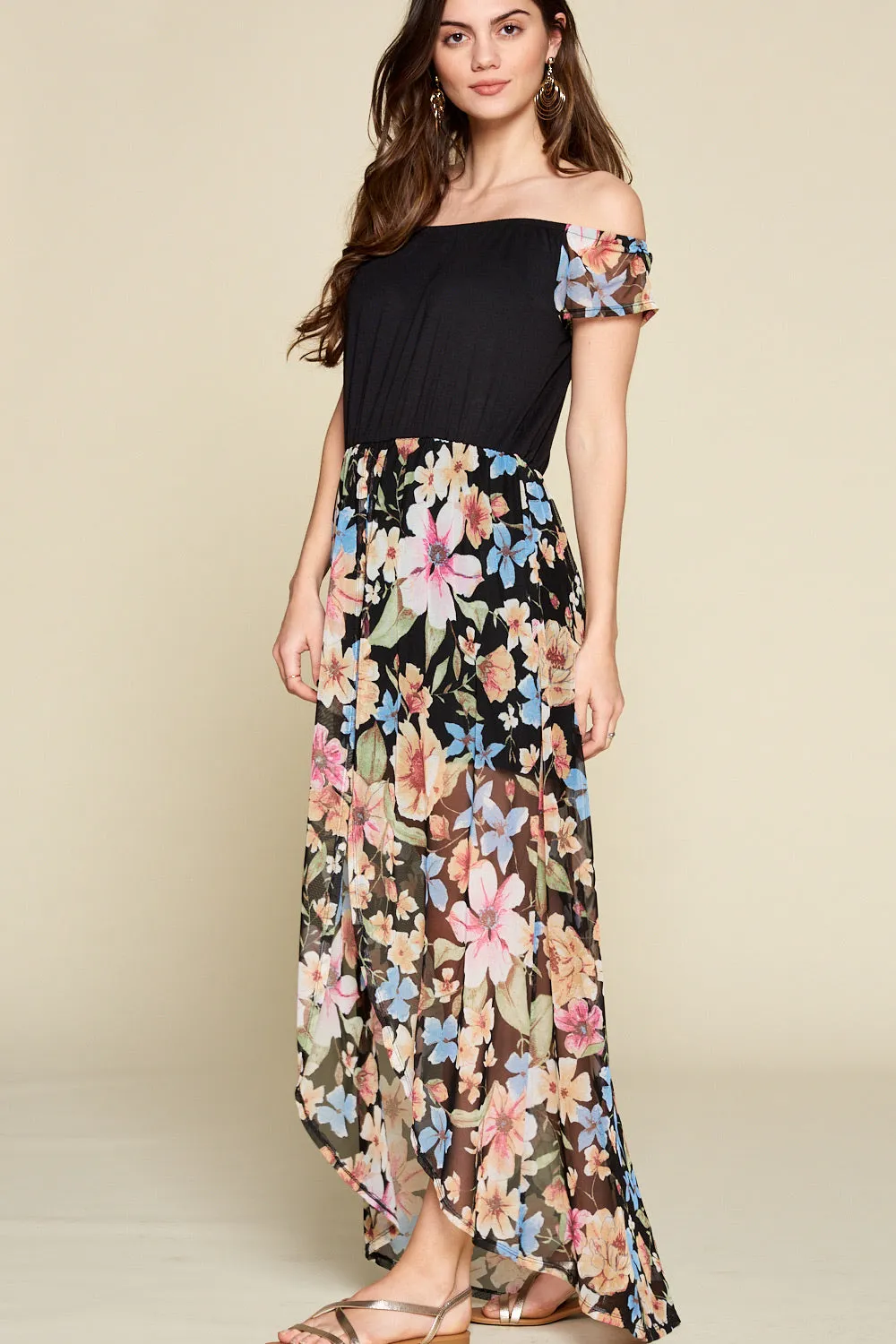 Black Floral Maxi Romper