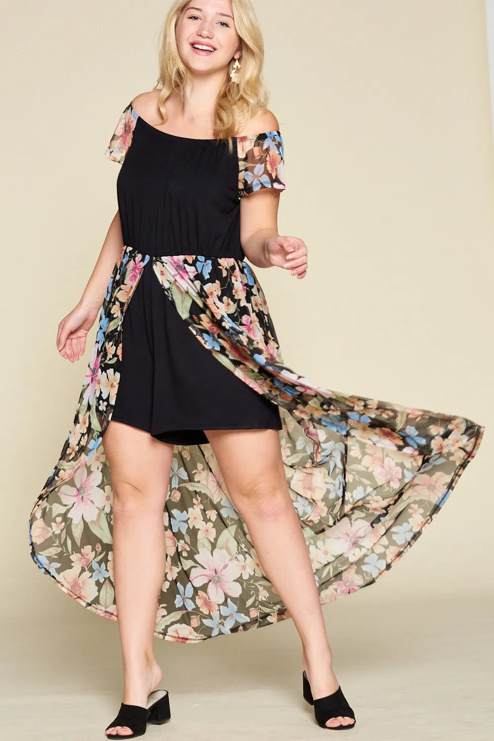 Black Floral Maxi Romper