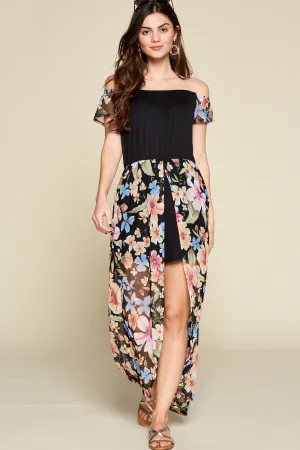 Black Floral Maxi Romper