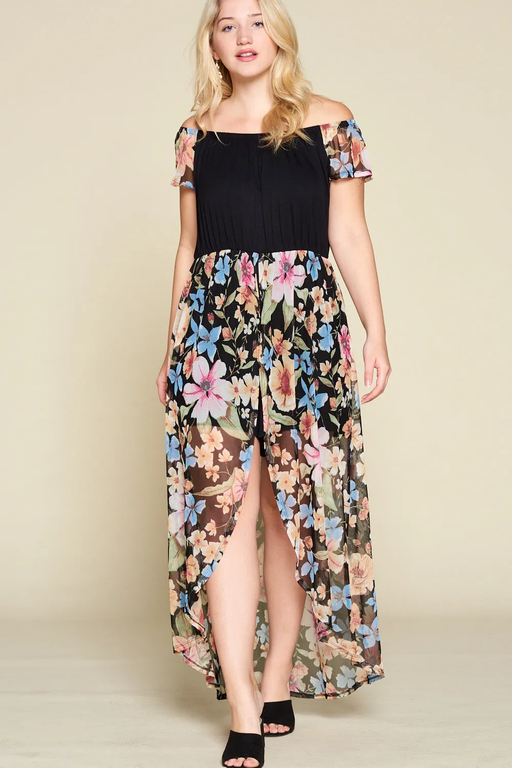 Black Floral Maxi Romper