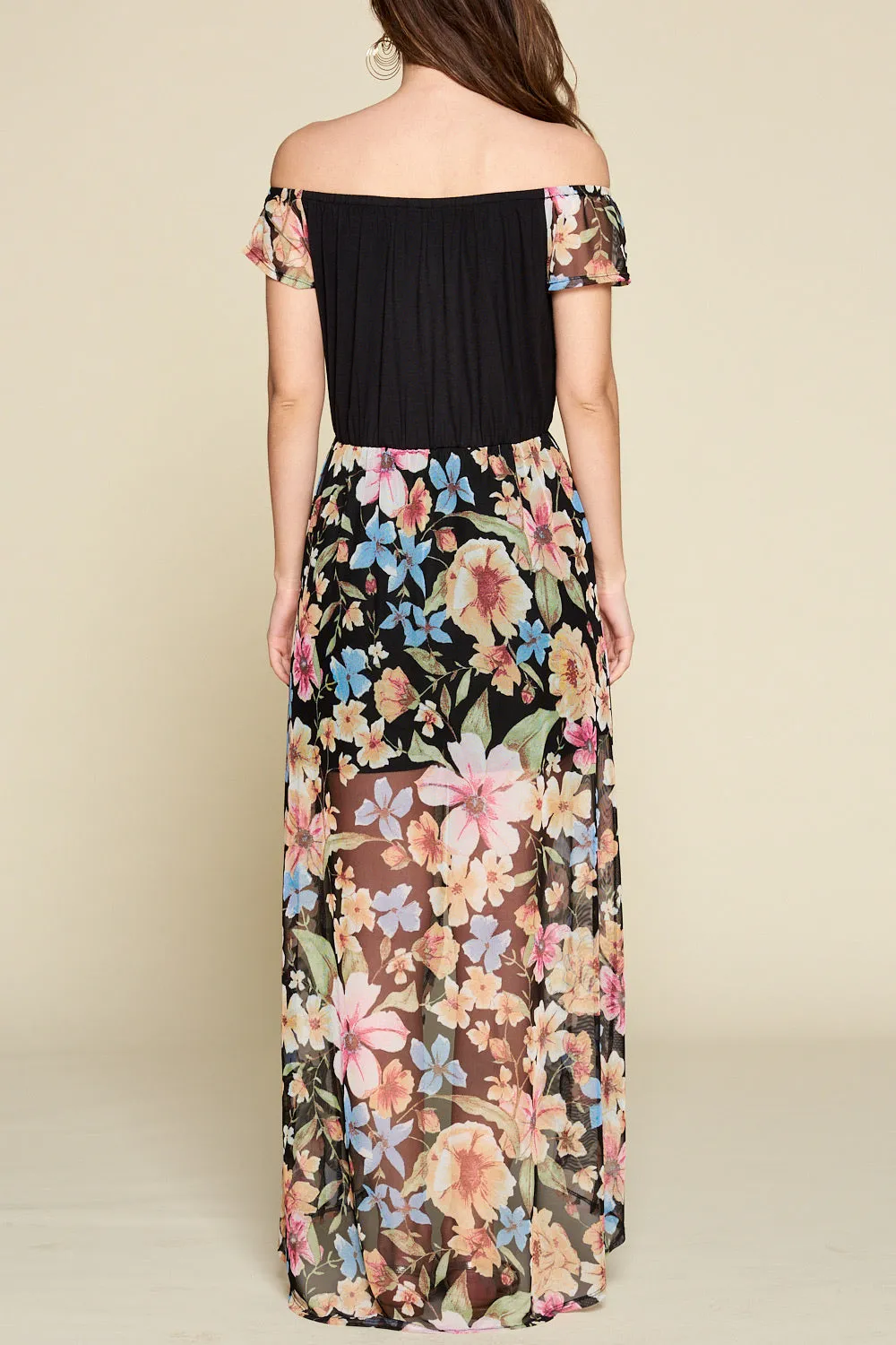 Black Floral Maxi Romper