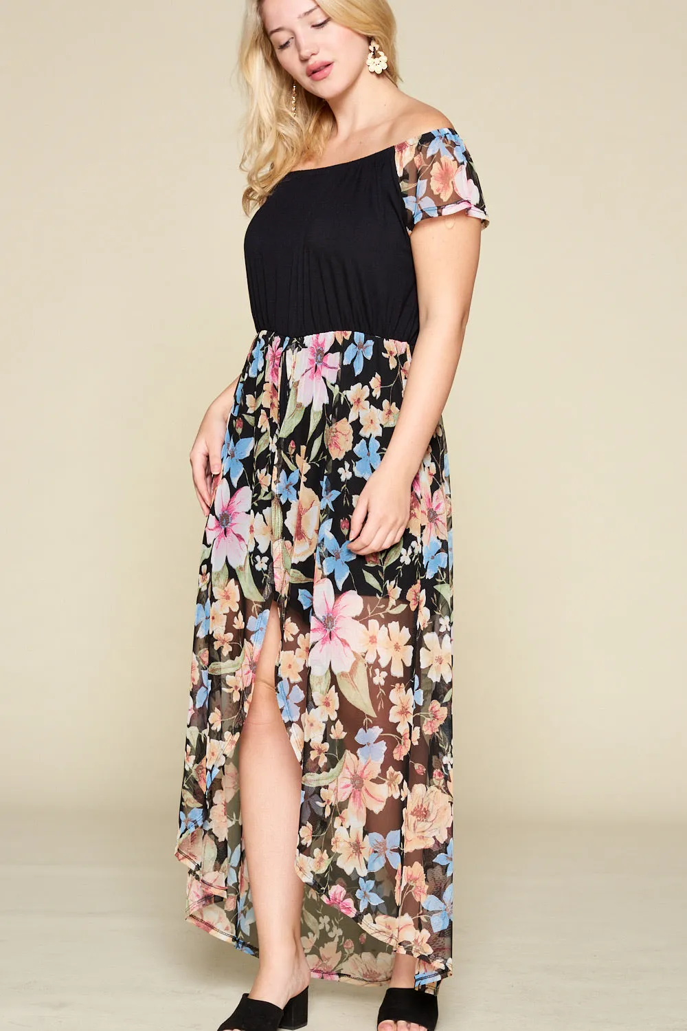 Black Floral Maxi Romper