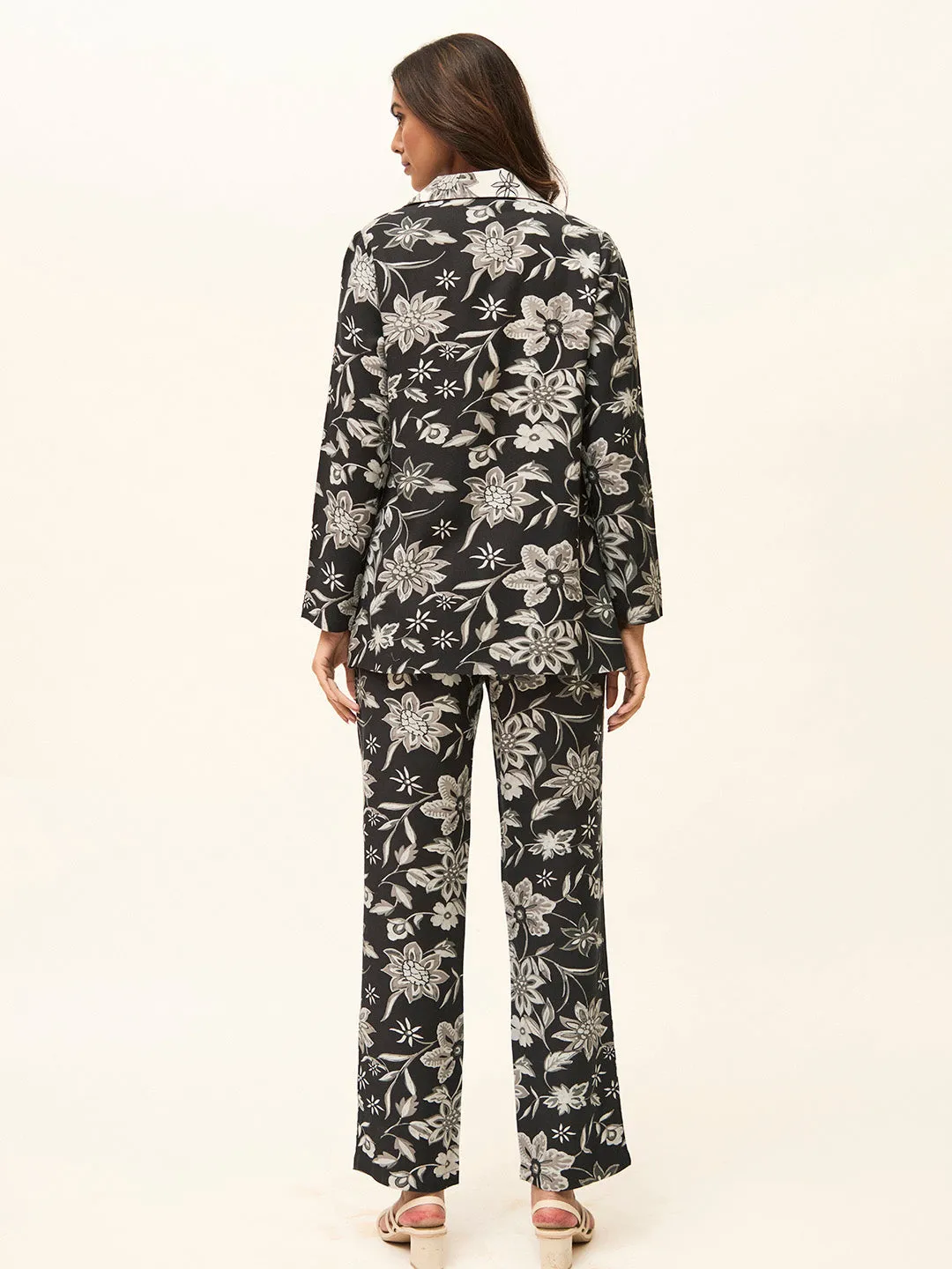 Black Floral Printed Cotton Co-ord Set