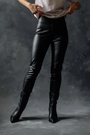 Black leather leggings with fleece