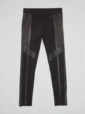 Black Leather Panel Leggings