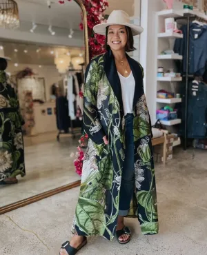 Black Passion Flower Robe Gown Kimono