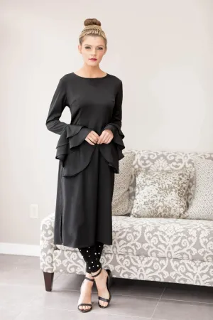 Black Petals Midi Dress