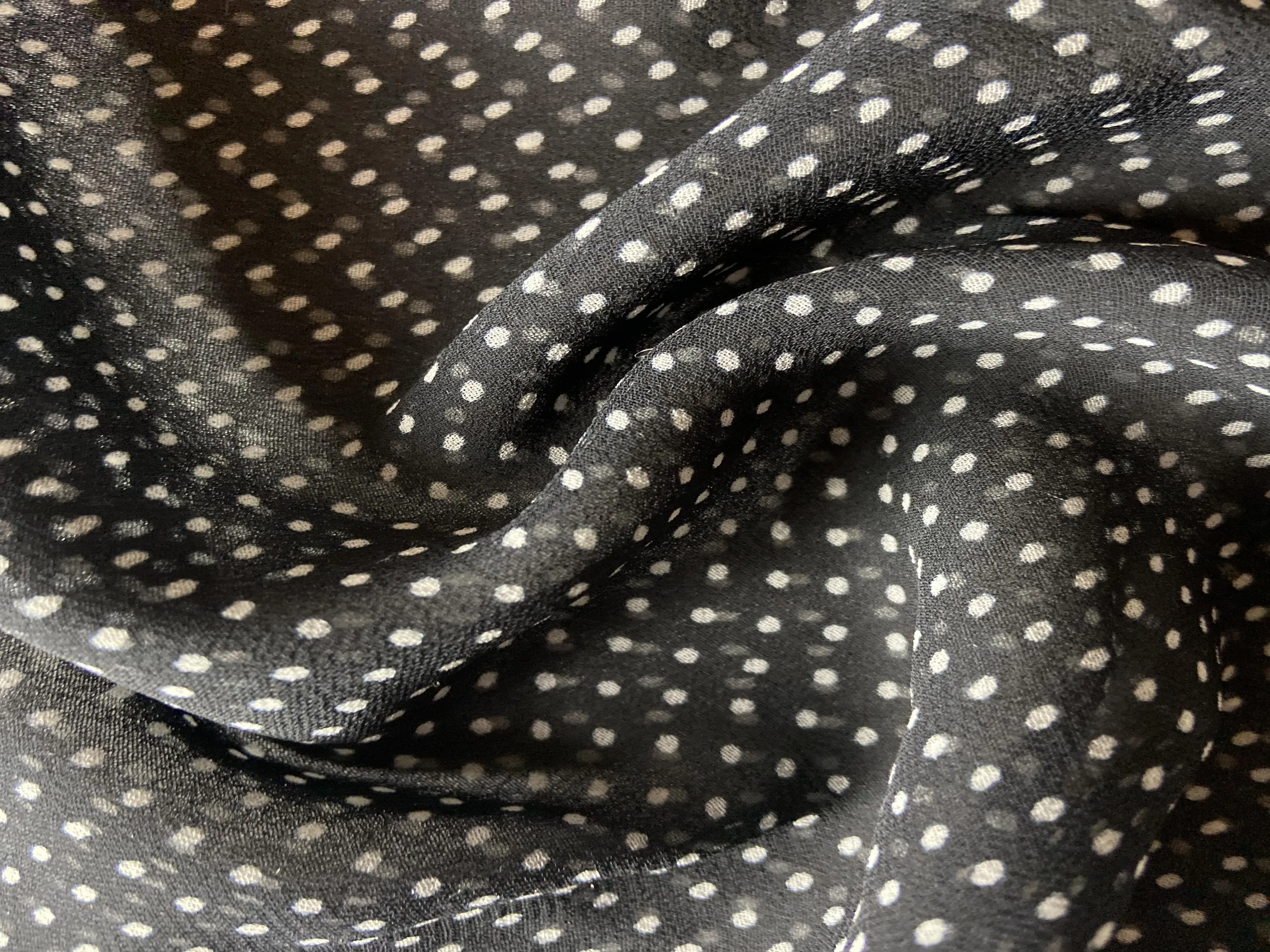 Black Polka Dot Chiffon