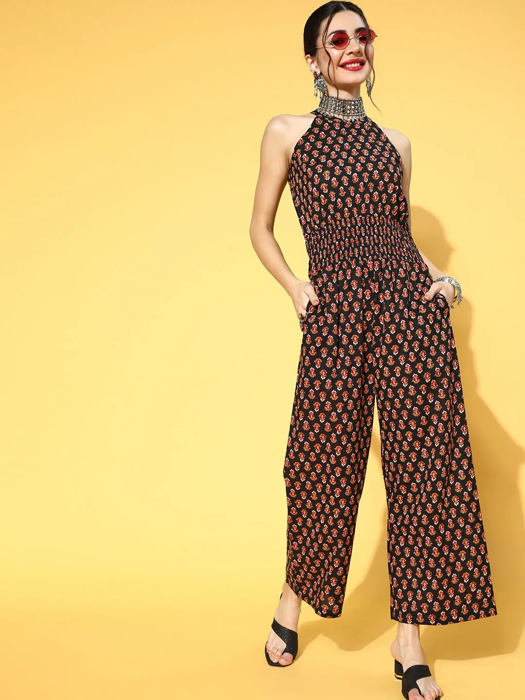 Black Printed Jumpsuit