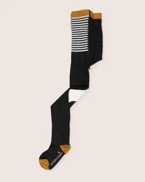 Black Stripe Print Tights