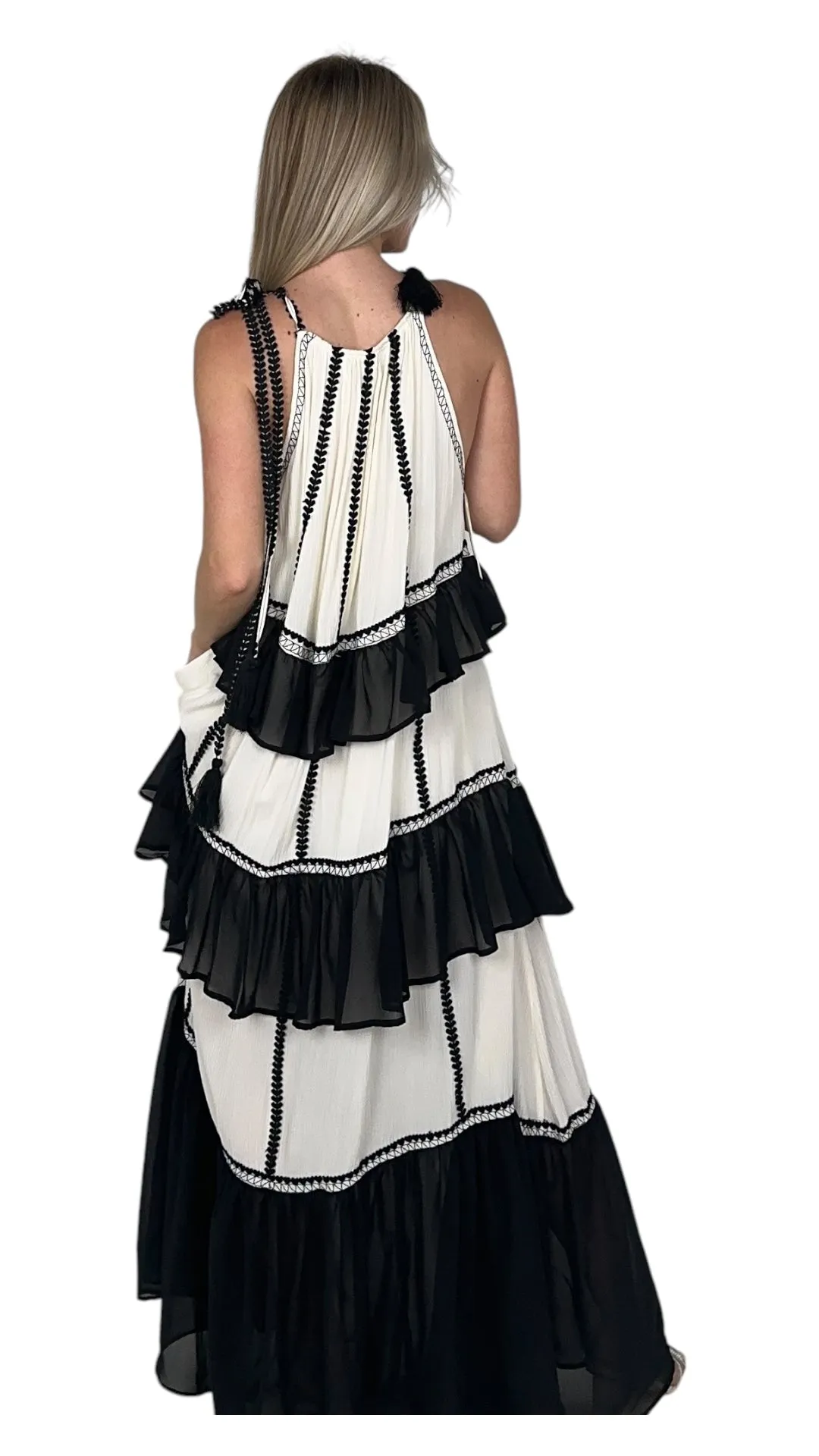Black/White Tiered Maxi Dress