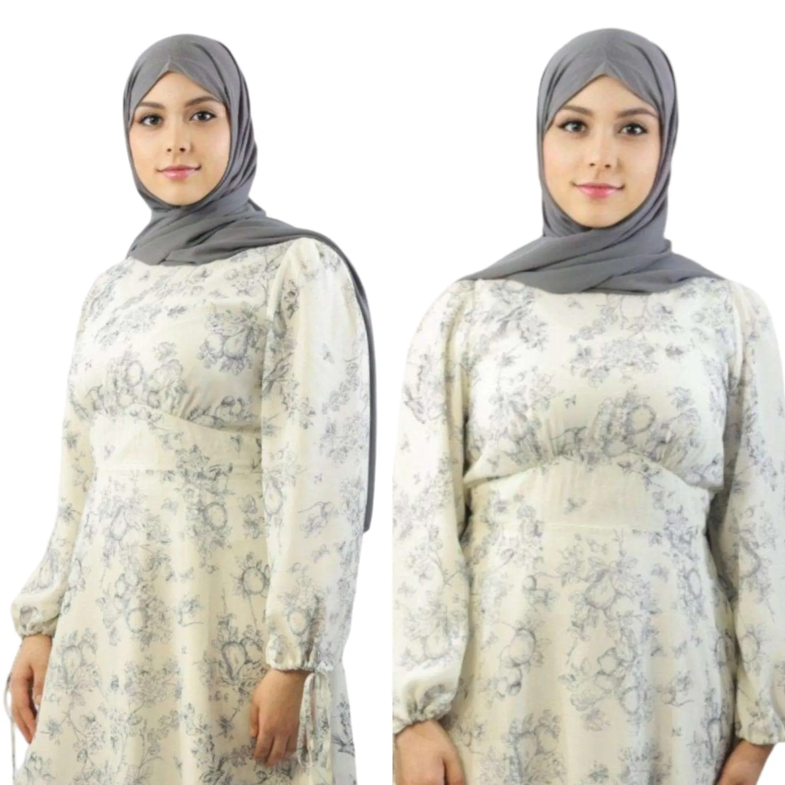 Blossom Empire Chiffon Long Sleeve Maxi Dress-Rimsha