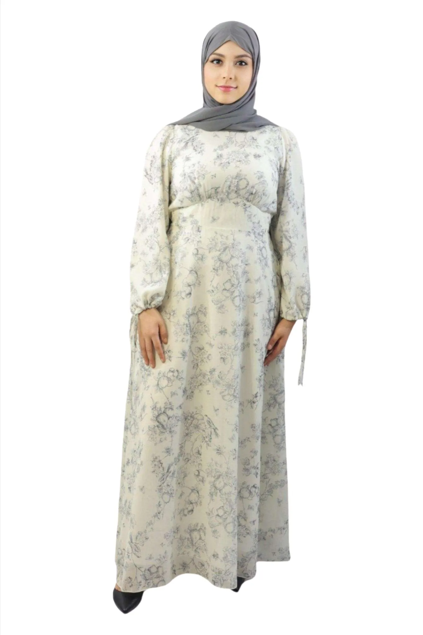 Blossom Empire Chiffon Long Sleeve Maxi Dress-Rimsha