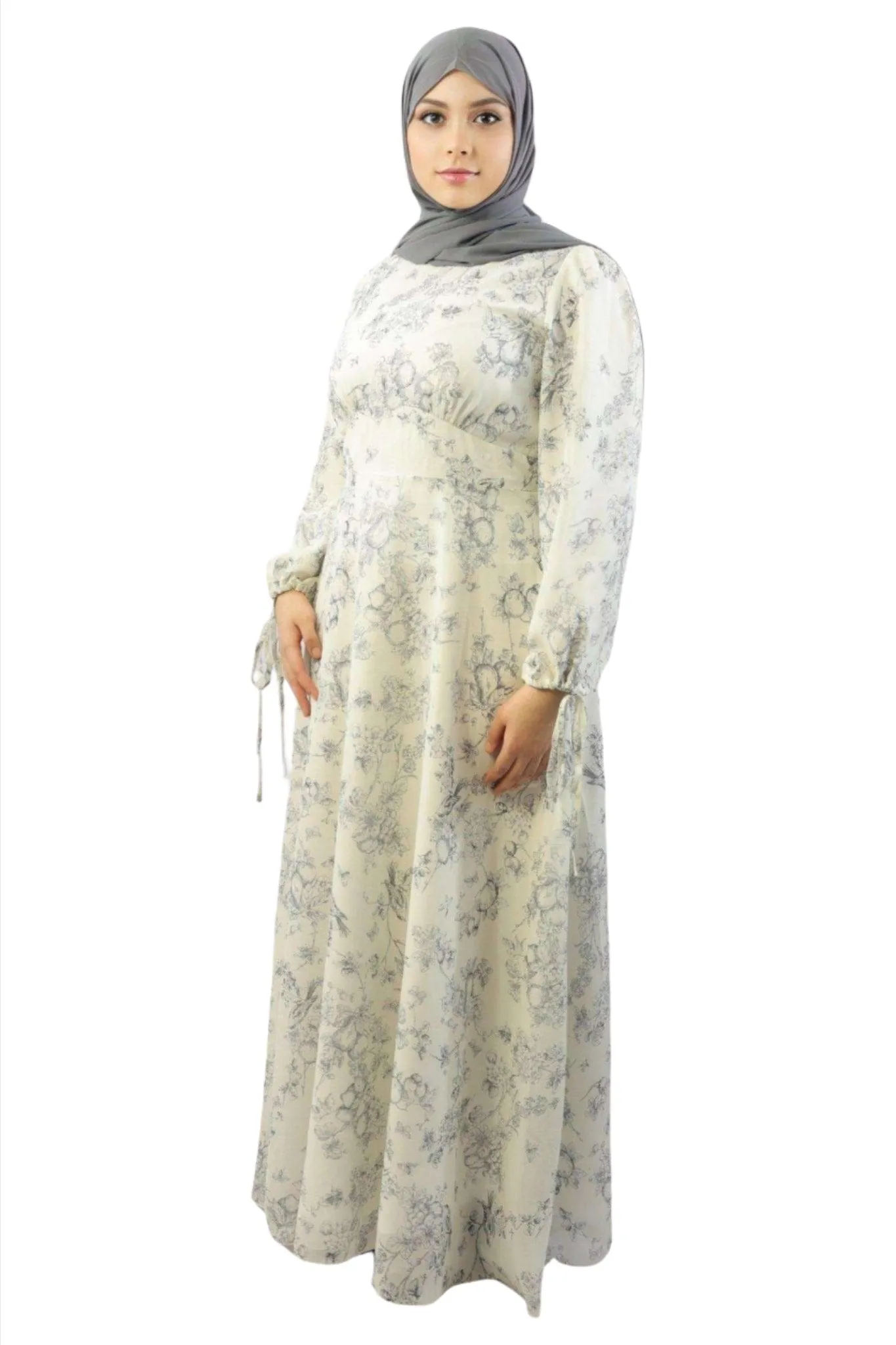 Blossom Empire Chiffon Long Sleeve Maxi Dress-Rimsha