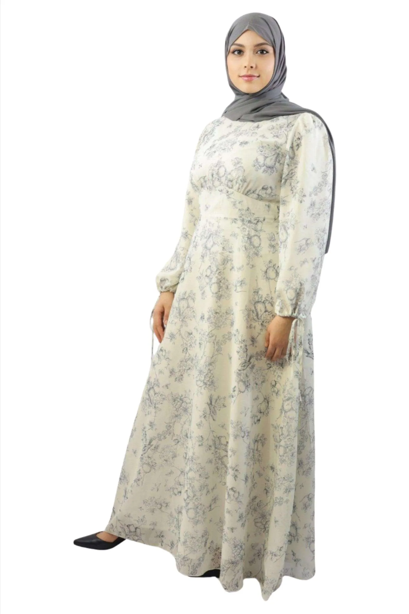 Blossom Empire Chiffon Long Sleeve Maxi Dress-Rimsha