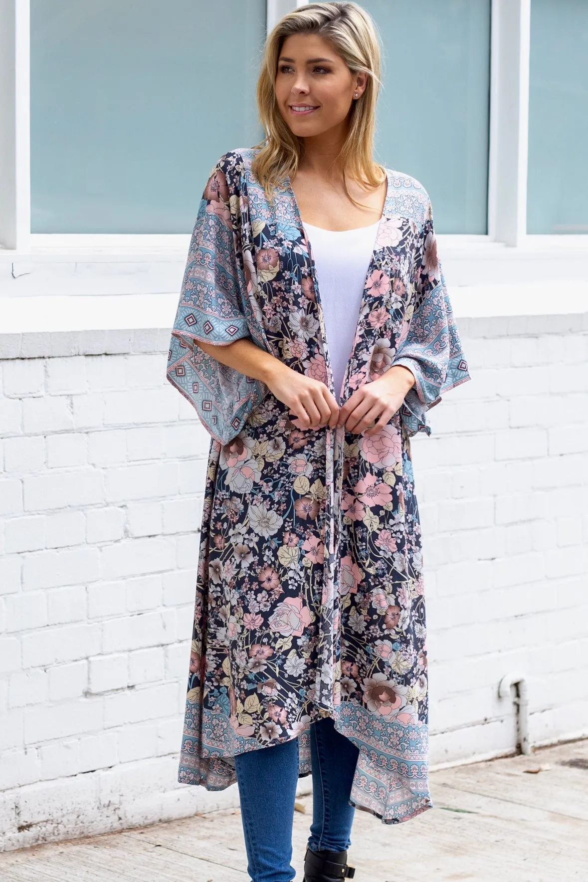 Blossom Kimono - Pink/Blue